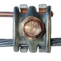 Clamp, Bonding, K1 Bronze. (Used to bond 1/4" and 5/16" galvanized strand to #6 AWG copper groun...