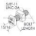 Bolt, Machine Square Head, 5/8 x 6. 20/pkg - 8214