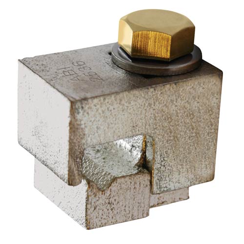 Connector, Bonding Ribbon Connector, for #6SOL AWG ground wire to plain bonding ribbon 