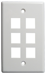 Faceplate  6 Port Single Gang White 