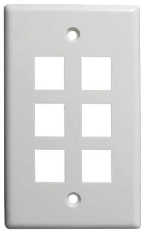 Faceplate  6 Port Single Gang White 