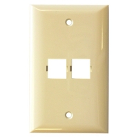 Faceplate, 2-port, single gang, smooth, Elec. Ivory
