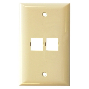 Faceplate, 2-port, single gang, smooth, Elec. Ivory