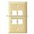 Faceplate, 4-Port, Single Gang, Smooth, Electric Ivory - 2-2504-52-stk