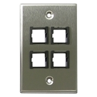 Faceplate, 4-port, single gang, stainless steel