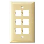 Faceplate, 6-Port, Single Gang, Smooth, White 